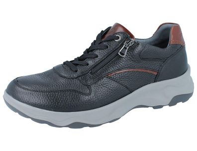 Waldläufer H-Max Herren Schnürschuhe schwarz braun Glattleder Hirsch