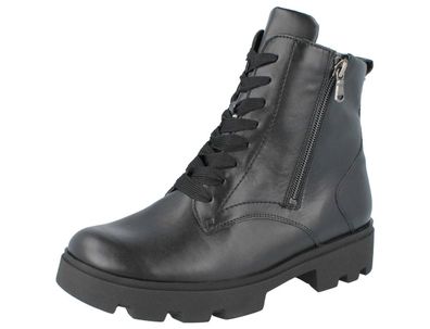 Waldläufer K-Dani Damen Schnürstiefelette mit Reißverschlüssen schwarz Glattleder