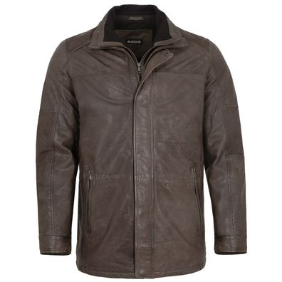 MADDOX - Herren Lederjacke Longjacke Parka Lammnappa stone antik