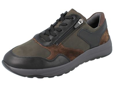 Waldläufer K-John Herren Schnürhalbschuhe schwarz braun Lederkombination