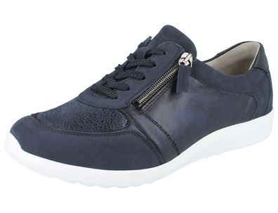 Waldläufer Orthotritt M Ira Damen Schnürschuhe dunkelblau Leder Textil
