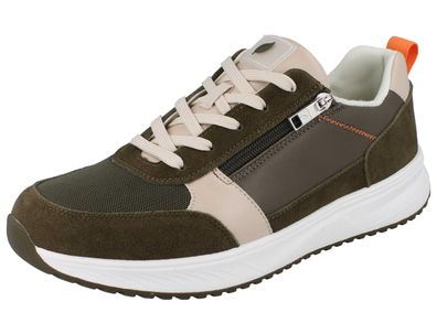 Waldläufer Gonamic H Matti Herren Schnürhalbschuhe grün Lederkombination Mesh