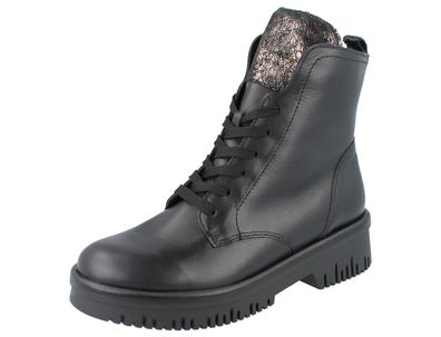 Waldläufer H Alea Damen Stiefelette schwarz anthrazit Glattleder