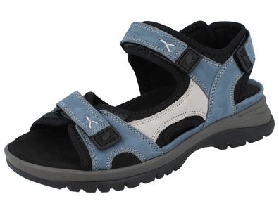 Waldläufer H-Sora Damen Sandale blau schwarz grau Nubukleder Textil