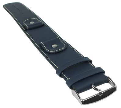 Minott Unterlagenband Sattelleder blau Uhrenarmband Kontrastnaht 32344