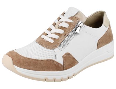 Waldläufer H-April Damen Schnürschuhe weiß beige gold Lederkombination