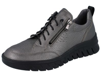 Waldläufer H Biggi Damen Sneaker silbergrau asphalt Glattleder