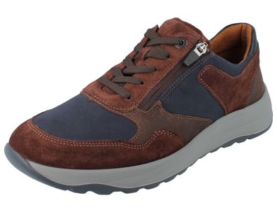 Waldläufer K-John Herren Schnürhalbschuhe blau braun Lederkombination