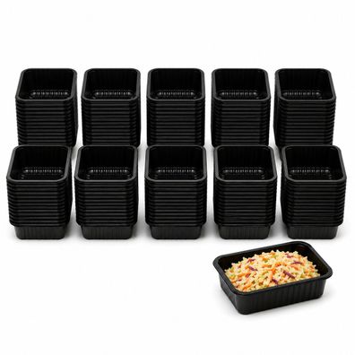 PP-Behälter 1000 ml Gullin, 100 Stück, schwarz - für warme Speisen, Salate und Rohkos