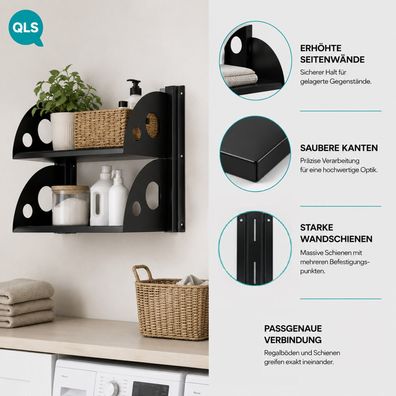 QLS Wandregal Set mit 2 Regalböden 60x25 cm aus Stahl für Garage Keller 11496