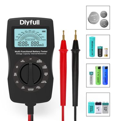Dlyfull Batterietester Universal LCD Digital Batteriepréfer Akku Knopfzellen