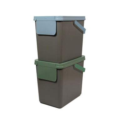 Snips Set 2 Mélleimer je 25 Liter Mélltrennung 26x36x43 cm Grau Made in Italien