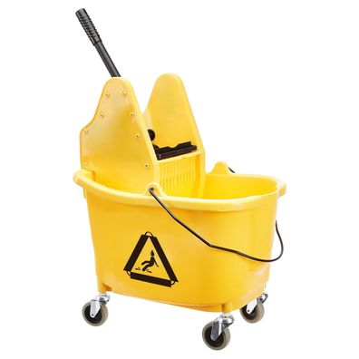 Amazon Basics Kentucky Mopp-Eimer 33L rechteckig mit Rädern und Auswringer gelb