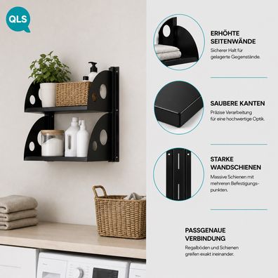 QLS Wandregal Set mit 2 Regalböden 40x25 cm aus Stahl für Garage Keller 11498