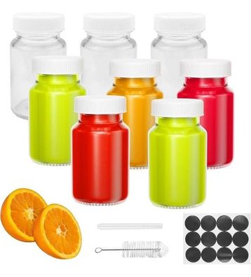 8x Glas Shot-Flaschen 60 ml - Wiederverwendbare Mini-Flaschen mit Zubehör Beb