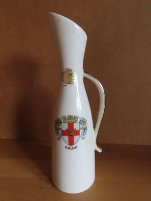 Henkelvase Vase cremfarben mit Koblenzer Wappen ca. 19,8cm h