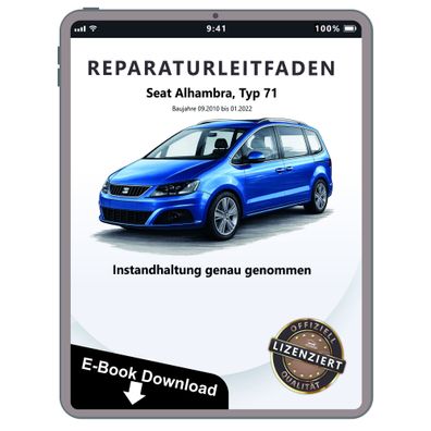 Seat Alhambra 71 2010-2022 Inspektion Wartung Pflege Reparaturanleitung eBook