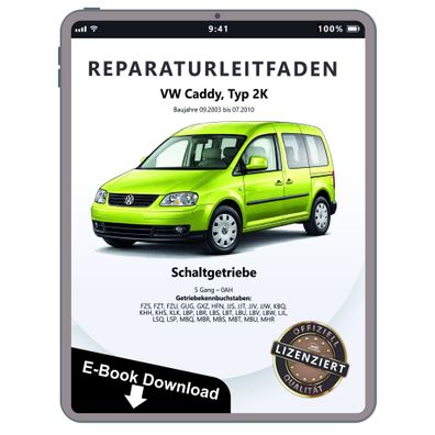 VW Caddy Typ 2K 2003-2010 5 Gang Schaltgetriebe 0AH Reparaturanleitung eBook