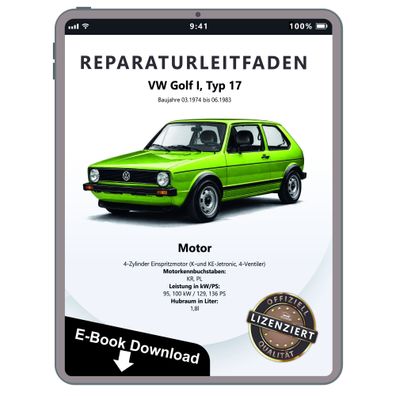 VW Golf 1 Typ 17 1974-1983 Benzinmotor 1,8l 129-136 PS Reparaturanleitung eBook