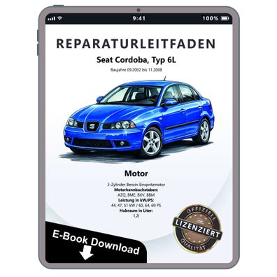 Seat Cordoba Typ 6L 2002-2008 Benzinmotor 1,2l 60-69 PS Reparaturanleitung eBook