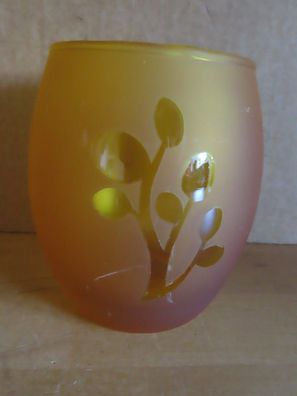Teelichtglas Ballonglas orange mit Ast LBVYR