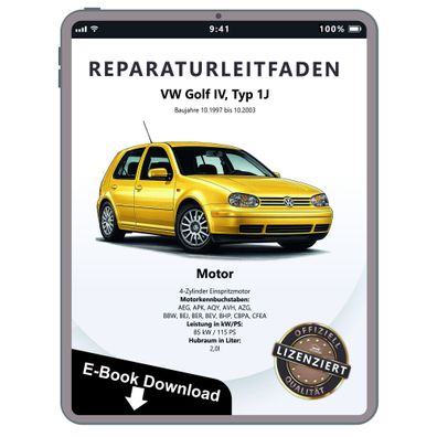 VW Golf 4 1J 1997-2003 4-Zyl. Benzinmotor 2,0l 115 PS Reparaturanleitung eBook