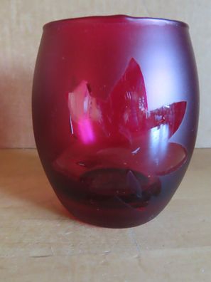 Teelichtglas Ballonglas rot mit Blume LBVYR