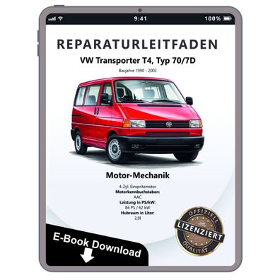 VW Transporter T4 (90-03) 2,0l Benzinmotor 84 PS Mechanik Reparaturanleitung PDF