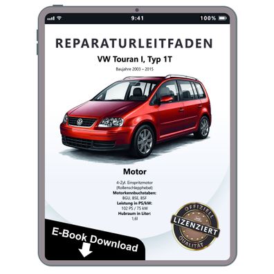 VW Touran Typ 1T 2003-2015 4-Zyl. 1,6l Benzinmotor 102 PS Reparaturanleitung PDF