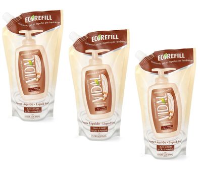 VIDAL Flüssigseife Mandelöl & Karitebutter 3x 500 ml - refill