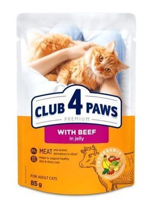 CLUB 4 PAWS KATZE Beutel 85 g Rindfleisch in Gelee
