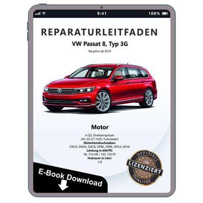 VW Passat 8 3G ab 2019 4-Zyl. 1,5l Benzinmotor 130-150 PS Reparaturanleitung PDF