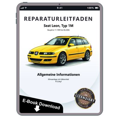Seat Leon 1M 99-06 Klimaanlagen mit Kältemittel R1234yf Reparaturanleitung eBook