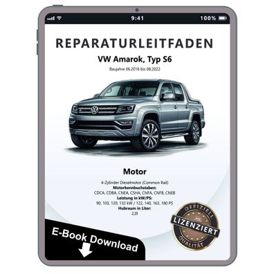 VW Amarok Typ S6 2016-2022 Dieselmotor 2,0l 122-180 PS Reparaturanleitung eBook