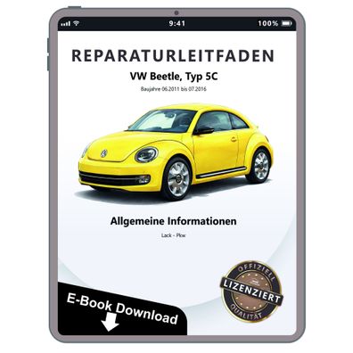 VW Beetle 5C 2011-2016 Allgemeine Information Lack Pkw Reparaturanleitung eBook