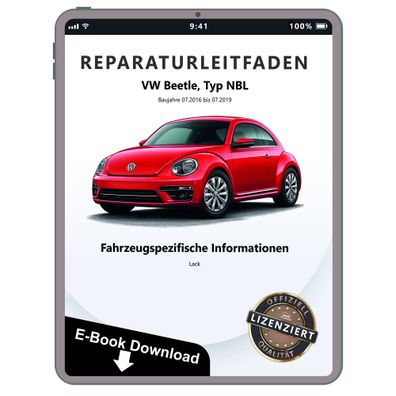 VW Beetle NBL 2016-2019 Fahrzeugspezifische Infos Lack Reparaturanleitung eBook