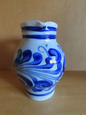 Vase Kanne Krug Bembel grau blau ca. 15,3 cm H