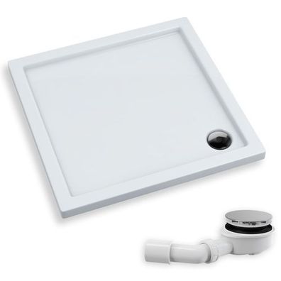 Duschwanne Quadratisch Acryl CASPAR 90x90x5 Weiß | Ablaufgarnitur im SET !