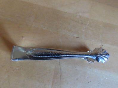Servierzange Würfel-Zuckerzange ca. 10,5 cm lang Blattmuster u. Relief