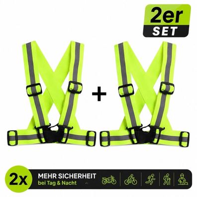 2x Warnweste Reflektierende Sicherheitsweste Laufen Reflektorweste Fahrrad Weste