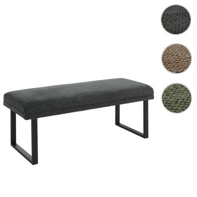 Sitzbank HWC-O81, Polsterbank Bank, Metall Stoff Öko-Tex Chenille (310g/m²) 120cm