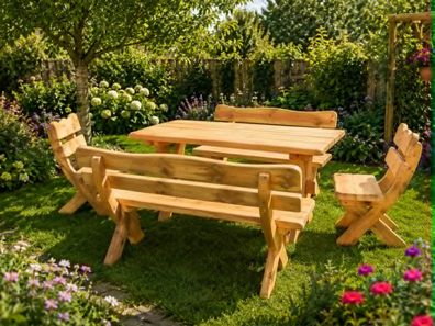 Gartenmöbel 170, Holzgartenmöbel, Tisch 170cm + 2 x Bank + 2 x Stuhl