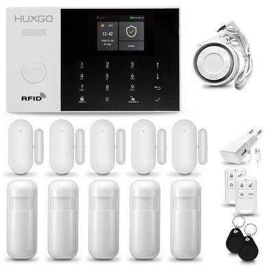 HXA005 4G Alarmanlage fürs Haus mit 5x Bewegungssensor, 5x Fensteralarm, App. TUYA