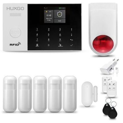 Alarm System mit Funk Alarmsirene HXA005 4G, 5x Bewegungssensor, Smart Home Security