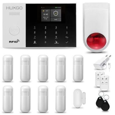 Alarm System mit Funk Alarmsirene HXA005 4G, 9x Bewegungssensor, Smart Home Security