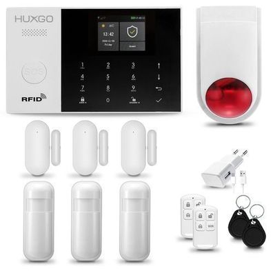 Alarmanlage Haus mit Funk Sirene, 3x Bewegungsmelder, 3x Tür- Fenstersensor HXA005 4G