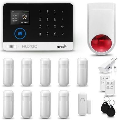 Alarm System mit Funk Alarmsirene HXA003 2G, 9x Bewegungssensor, Smart Home Security