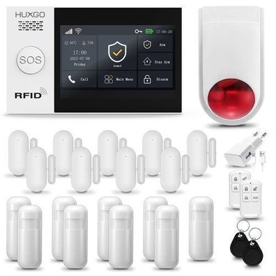 Alarmanlage fürs Haus HXQ007 2G Set mit Sirene, 9x Bewegungssensor, 9x Türsensoren
