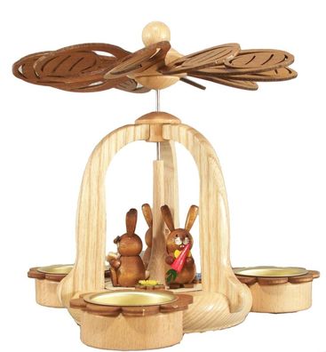 Osterdekoration Pyramide mit 3 Osterhasen natur BxHxT 19,2x17x19,2cm NEU Ostern P