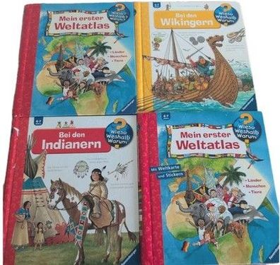 Wieso Weshalb Warum 4er Set Weltreise Wikinger Atlas Indianer